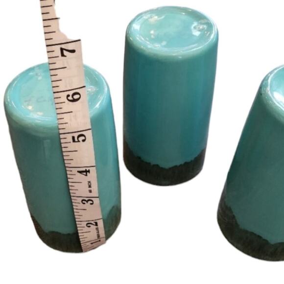 Jaska of California Cascade Ware Blue with Brown Drip Vintage 3 Glasses Tumblers - Picture 5 of 7